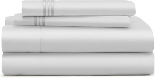 King Size Bed Sheets – Silver Luxury Sheet Set – Deep Pocket – Super Soft Hotel Bedding – Cool & Wrinkle Free – 1 Fitted, 1 Flat, 2 Pillow Cases – 4 Piece