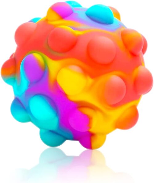 RadBizz Push Pop Bubble Fidget Sensory Toy Ball – for Autism, Stress, Anxiety – Kids and Adults (Multicolor Ball)