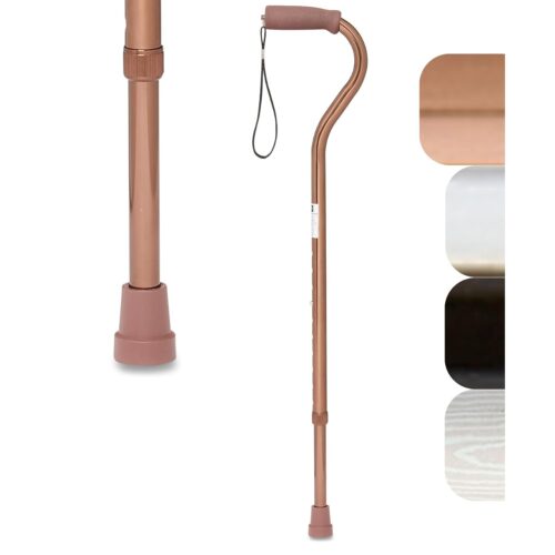 Medline Aluminum-Bronze Offset Walking Cane, Adjusts 29–38” & Supports Up to 300 Lbs. — Mobility Aid Provides Balance for Seniors & Adults