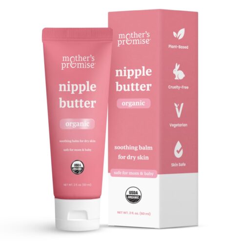 Organic Nipple Butter for Breastfeeding Mothers | Lanolin Free Nipple Cream, Safe for Nursing Moms & Babies | No Need to Wash Balm for Dry Skin & Breast Feeding, Breastfeeding Essentials