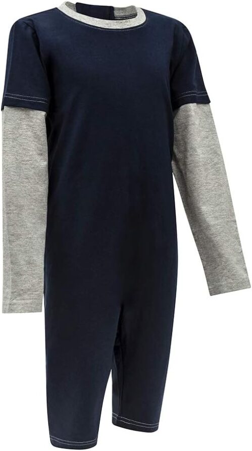 Kaycey Special Needs Adaptive Clothing For Children, Long Sleeve Short Leg Zip Back Jumpsuit