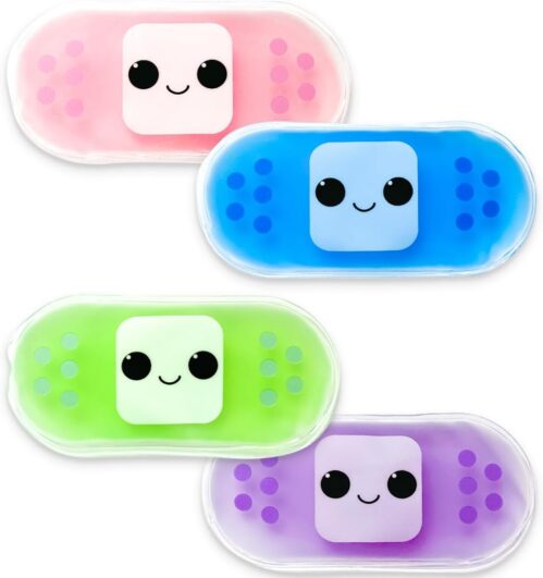 Kids Ice Pack, Hot or Cold Pack Gel Cooling Pad, Reusable for Injuries Medical Health,Swelling and Pain Relief, Tired Eyes, Child Injury, Headache, Sinus Relief (Set of 4)