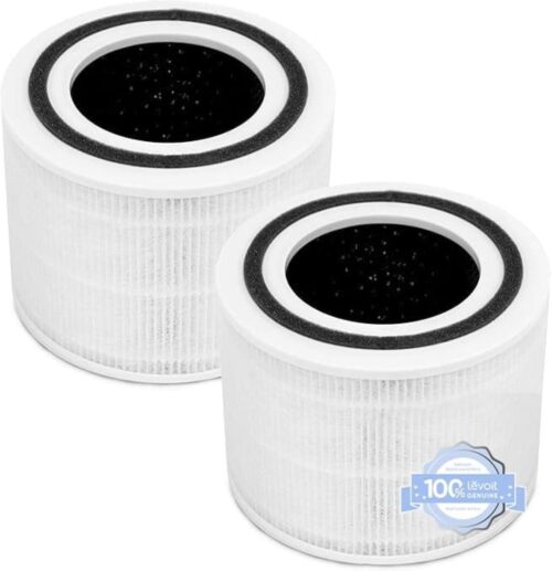 LEVOIT Genuine Core 300-P Air Purifier Replacement Filter, 3-In-1 Filter, High-Efficiency Activated Carbon, Core300-RF, 2 Pack, White