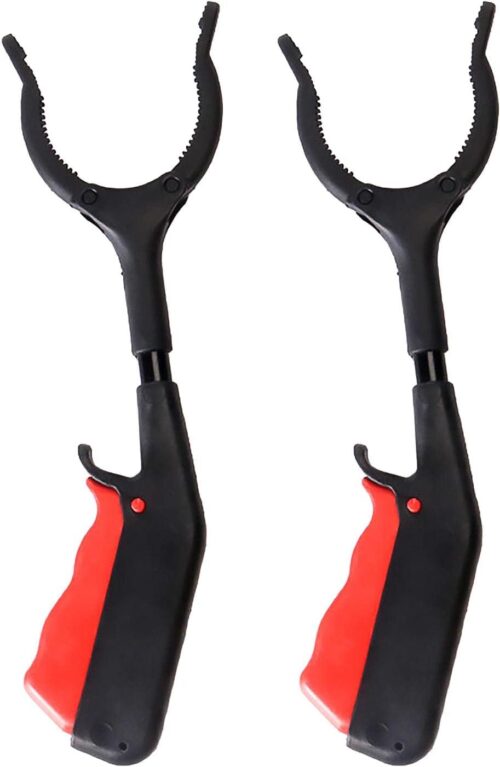 Grabber Tool, 2pcs 30cm Grabber Tool Adults Kids Senior Reacher Claw Rubbish Tong Portable Grabber Tool(Black + red)