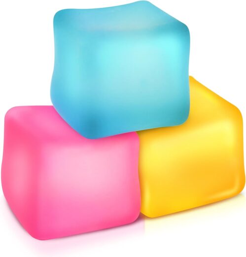 Fidget Toys Stress Cube: Squishy Fidget Toys for Kids Adults, High Density Gel Filled Squeeze Toys, Fidgets for Classroom, Gift Christmas Ideal for Stocking Stuffers for Kids, Pack of 3