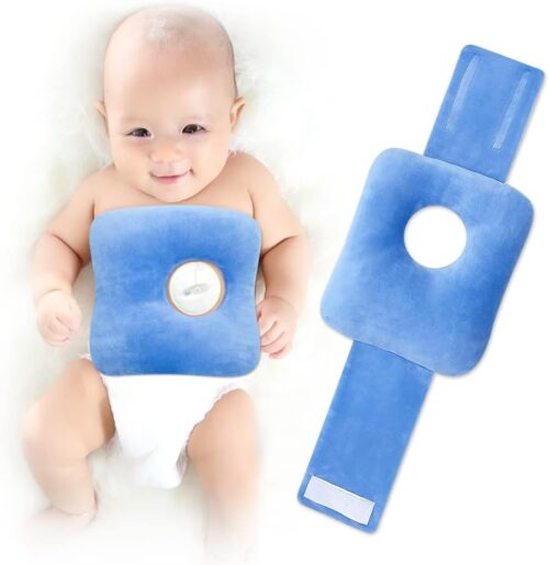 G Tube Tummy Time Pillow for Baby Feeding Tube Belt Pad Pillow with A Hole for Infant Children Kid Adjustable Hook & Loop Closure, Blue, 25*23*2cm