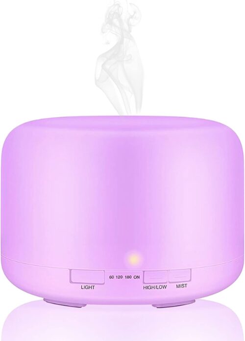 Ultrasonic Cool Mist Humidifier,Portable Small Humidifiers for Bedroom Home Office Travel Kids Baby Room,Aroma Essential Oil Diffuser 7 Color Night Light with High Low Mist Output,Timer,Auto Shut Off
