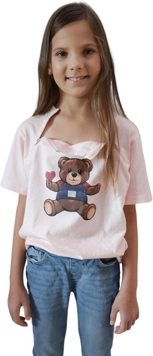 Kid’s Chemo T-Shirt with Chest Port Access | Dialysis Clothing with Chest Zippers for Catheter Easy Access
