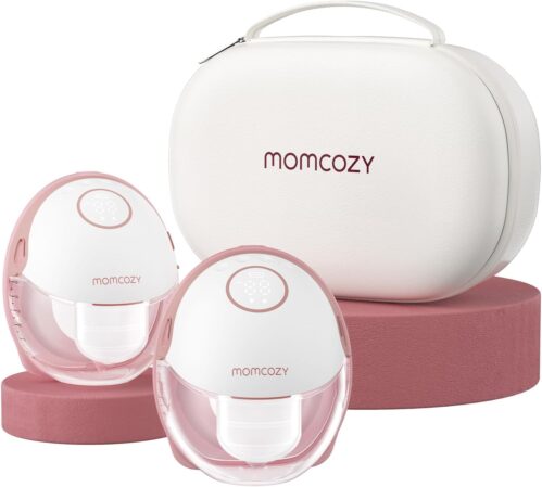 Momcozy Breast Pump Hands Free Mobile Style | M6, Wearable Breastfeeding Pump Ideal Rhythm for More Milk, DoubleFit Flange More Fit & Discreet with 3 Modes & 9 Levels, 24mm – 2 Pack Cozy Red