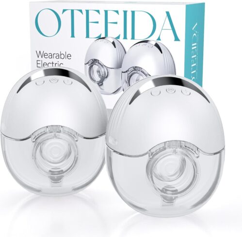 Hands Free Breast Pump Wearable MY-375 – Strong Suction, Low Noise, Wearable Breastfeeding Pump with 4 Mode &12 Levels, Portable Electric Breast Pump 24mm – 17/19/21/Insert/Flange, 2 Pack (White)