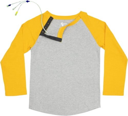 Kids Shoulder Snap, Port Access Tee, IV Access, Adaptive Cancer/Chemo/Rehab/Recovery Shirt