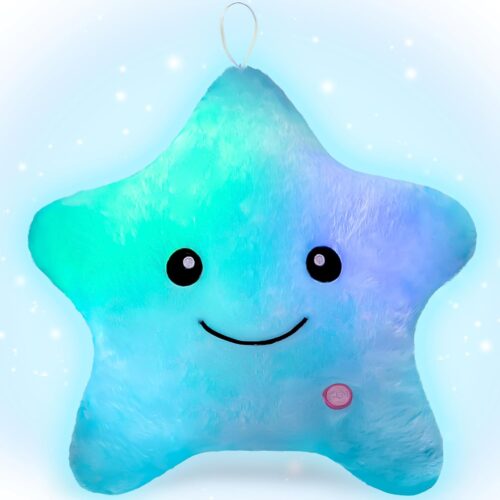 Subao Sensory Toys for Kids with Autism,14″ Twinkle Star Plush Toddler Pillow Light Up Toys,Autism Sensory Products,Toddler Travel Soft Toys,Birthday Xmas Easter Gifts for Boys Age 3 4 5 6 7 8 9 Blue