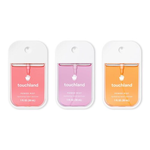 Touchland Power Mist Hydrating Hand Sanitizer Spray, JUICY Trio Set (Watermelon, Peach, Berry), 1 FL. OZ. Travel Size (Set of 3)