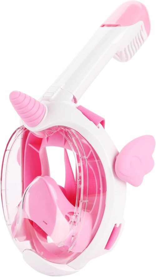 Vitare Kids Snorkel Mask, Snorkeling Gear for Kids, 180°Panoramic View Diving Mask for Children, Anti-Fog Snorkel Set Kids, Anti-Leak Full Face Snorkel Mask with New Breathing System – Pink Unicorn XS