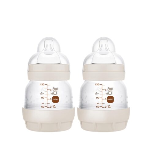 MAM Easy Start Anti-Colic Baby Bottle, Extra Slow Flow, Breastfeeding-Like Silicone Nipple Bottle, Reduces Colic, Gas, & Reflux, Easy-to-Clean, BPA-Free, Vented Baby Bottles for Newborns, 0-3 Months