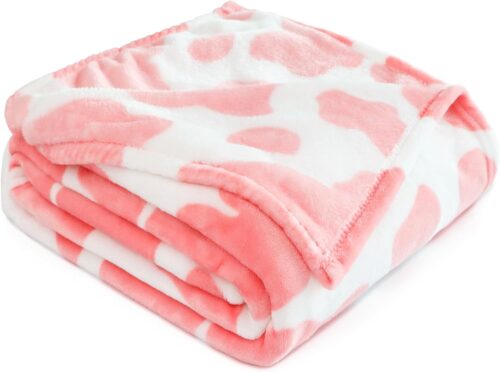 Light Pink Throw Blanket Cute Soft Blanket for Kids Lightweight Cozy Girls Fleece Blanket Pink Gifts Decor Stuff Toys for Toddler Women Birthday