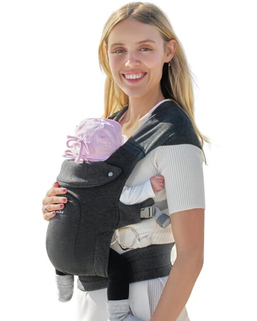 GROWNSY Baby Carrier, Cozy Baby Wraps Carrier, Ergonomic Baby Carrier Newborn to Toddler with Head Support, Deep Grey