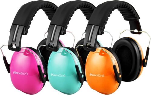 Kids Ear Protection Earmuffs Safety Hearing Protection Headphones Noise Reduction for Autism Sensory Kids Chirldren (Mint & Pink & Orange)
