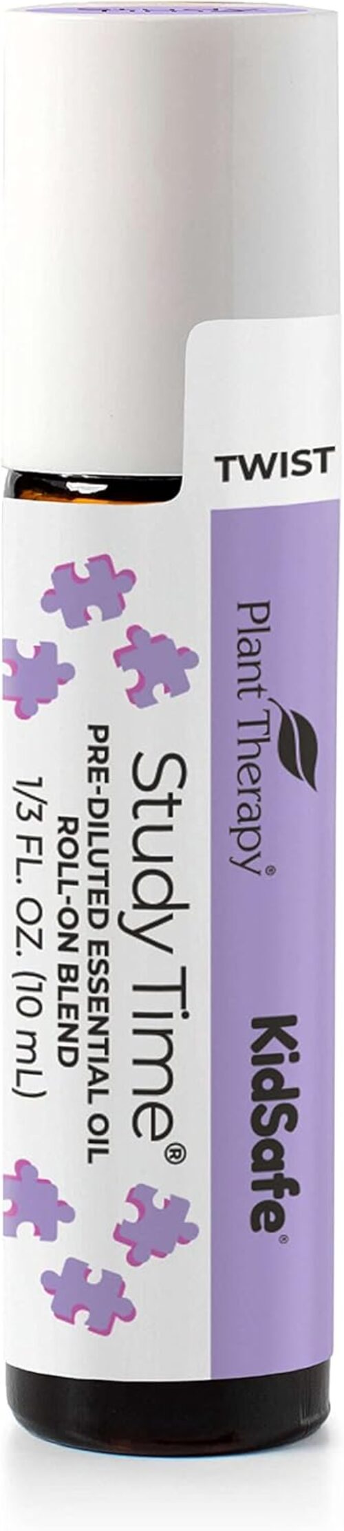 Plant Therapy KidSafe Study Time Essential Oil Blend for Focus, Mind Calming, Concentration Blend for Kids 100% Pure, Pre-Diluted Roll-On, Natural Aromatherapy, Therapeutic Grade 10 mL (1/3 oz)