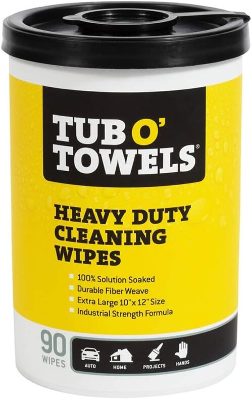 Tub O Towels TW90 Heavy-Duty 10″ x 12″ Size Multi-Surface Cleaning Wipes, 90 Count Per Canister