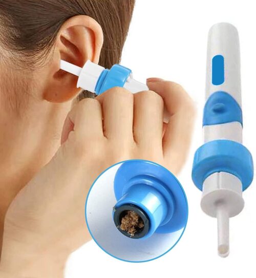 Electric Ear Suction Device,Portable Comfortable Efficient Automatic Electric Vacuum Soft Ear Pick Ear Cleaner Easy Earwax Remover Soft Prevent Ear-Pick Clean Tools Set for Adults Kids（Blue)