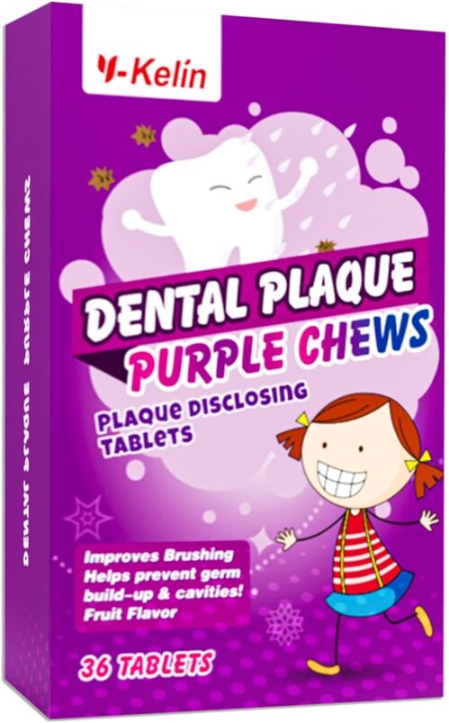 Dental Plaque Disclosing Tablets for Kids & Adults – Showing Plaque by Changing Color – Helps Teach Brushing Habits for Clean Teeth – 36 Count