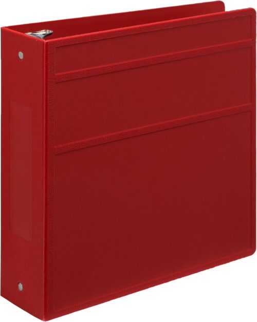 Carstens 3-Inch Heavy Duty 3-Ring Binder – Side Opening, Brick Red, Durable Plastic, Precision No-Gap Rings, Waterproof Cover, No Pockets, Holds 400 US Letter Sheets, BPA-Free, Made in USA (1740-3R)