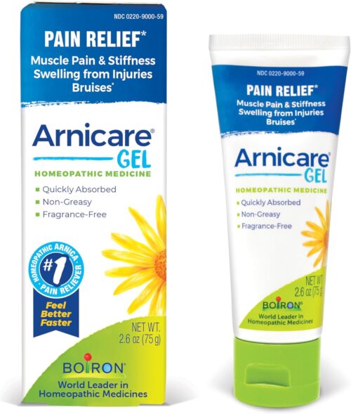 Boiron Arnicare Gel for Soothing Relief of Joint Pain, Muscle Pain, Muscle Soreness, and Swelling from Bruises or Injury – Non-greasy and Fragrance-Free – 2.6 oz