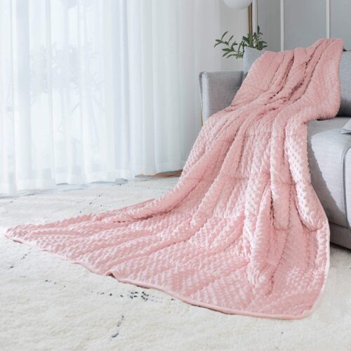 ALANSMA Reversible Weighted Blanket for All Season, Luxury Velvet, Warm and Cool, Adult Kids 5Lb Weighted Blanket, Enjoy Sleeping Anywhere(Pink,36″x48″ 5lbs)