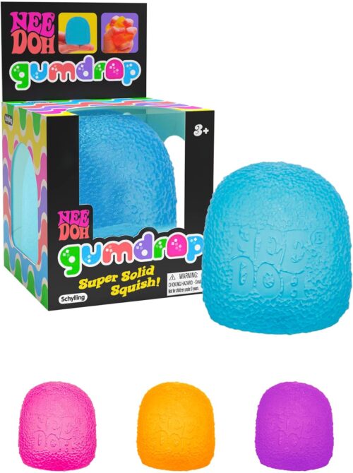 Schylling NeeDoh Gumdrop – Textured Sensory Toy with Super Solid Squish – 2.5″ Tall – Colors May Vary (Pack of 1)
