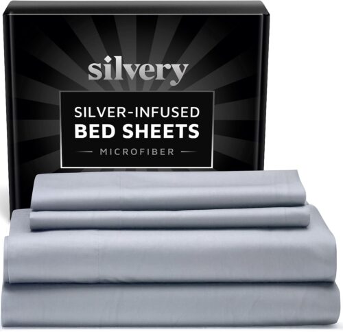 Silvery Silver Infused Bed Sheets Set – Extra Soft Breathable Fabric with Self-Cleaning Technology™ for Hygienic Sleep – 5-Star Luxury Hotel Comfort