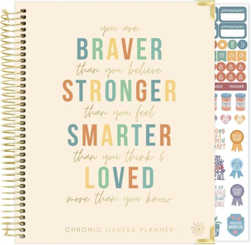 bloom daily planners Undated Chronic Illness Medical Planner & Journal – 12 Month Pain & Symptom Tracker, Mood & Medication Log, Appointment Organizer (7” x 9”)- You Are Stronger Than You Think