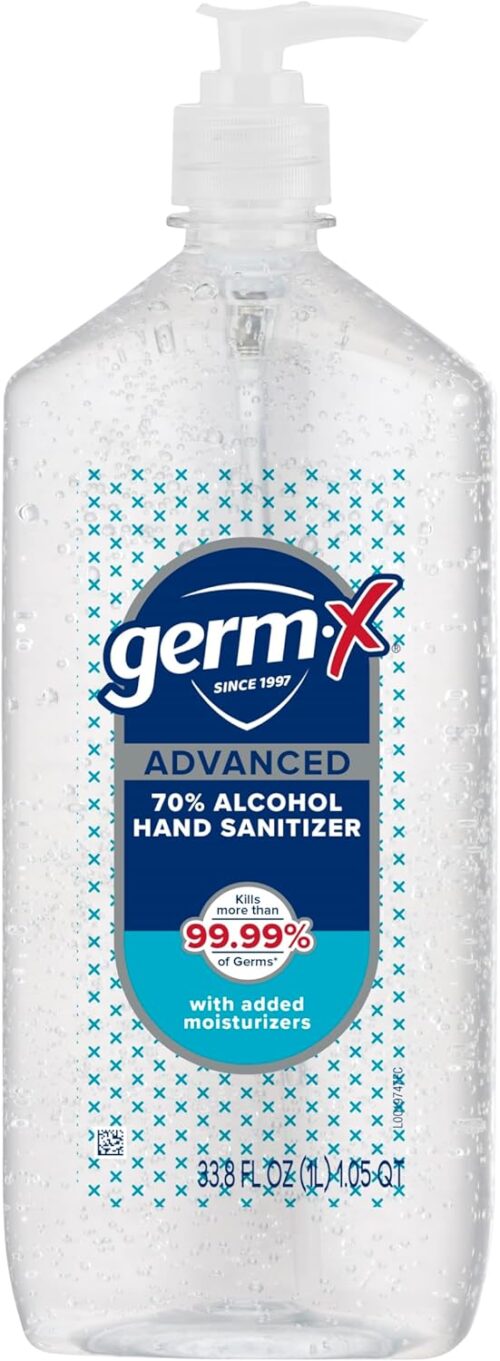 Germ-X Advanced Hand Sanitizer, Non-Drying Moisturizing Clear Gel, Instant and No Rinse Formula, Large Family Size Pump Bottle, 34 Fl Oz (1 Liter)