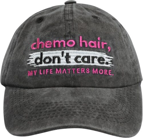 Fight Like a Girl Chemo Hair, Don’t Care Embroidered Baseball Cap for Cancer Awareness