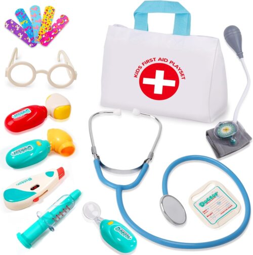 Tsomtto Doctor Kit for Toddlers 3-5 – Kids Doctor Play Set with Medical Bag & Realistic Stethoscope Dr Kit for Toddler Pretend Play Doctor Toys Age 2 3 4 5 Year Old Boy Girl Birthday