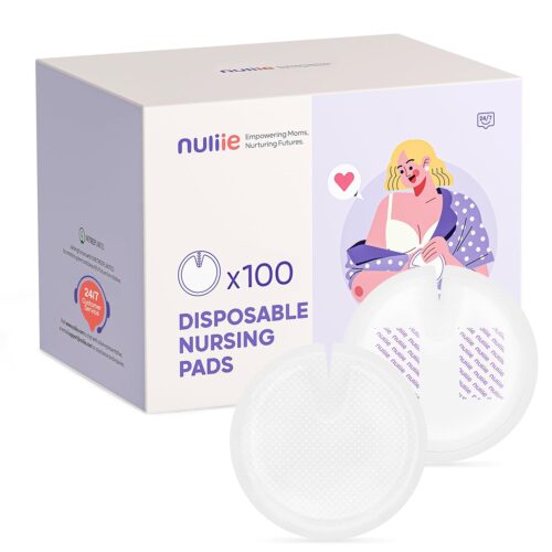 Nuliie Super Absorbent & Featherlight Disposable Nursing Pads 100 Count, Stay Dry, Soft & Breathable Breast Pads for Leaking Milk, Leakproof, Individually Packaged Breastfeeding Essentials for Moms