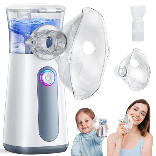 Nebulizer for Adults Kids, Portable Nebulizer Machine with 2 Masks Handheld Rechargeable Mesh Nebulizer for Home use Travel