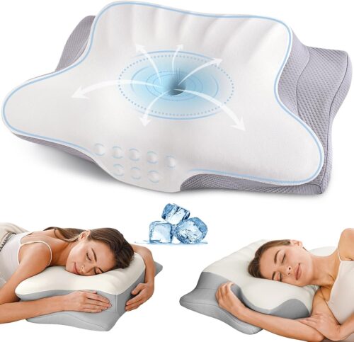 Cervical Neck Pillow for Pain Relief – Ergonomic Memory Foam Pillows for Sleeping, Cooling Side Sleeper Pillow for Neck Support, Contour Orthopedic Bed Pillow for Back Stomach Sleepers