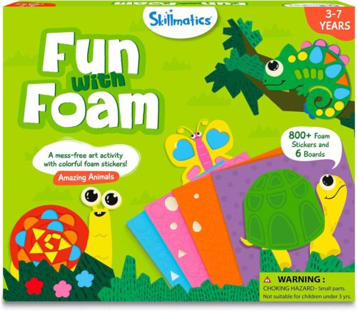 Skillmatics Foam Sticker Art Activity – Animals, Mess-Free Fun for Kids, 800+ 3D Foam Stickers, DIY Felt Craft Kits, Gifts for Boys & Girls Ages 3, 4, 5, 6, 7