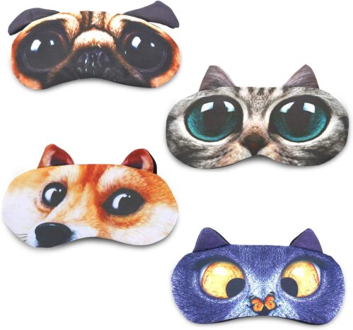 Sleep Mask for Kids Boys Girls Tphon Funny Blindfolds Soft Cute Animal Sleeping Masks with Adjustable Strap for Travel Naps Shift Works Games 4 Pack