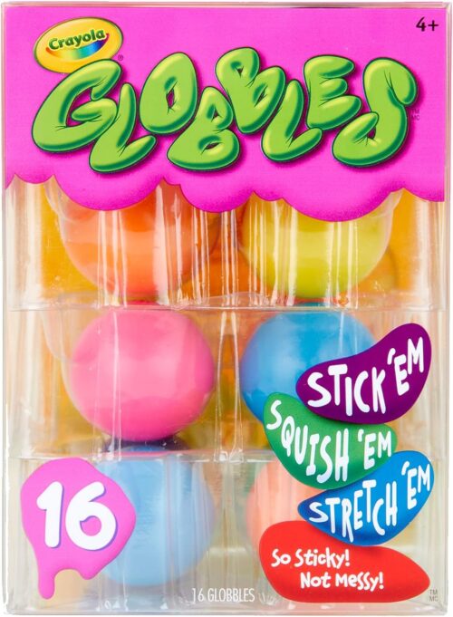 Crayola Globbles Squish Toys (16ct), Sticky Stress Ball for Adults & Kids, Calming Sensory Fidget Toys, Stress Relief Gifts, Easter Basket Stuffers