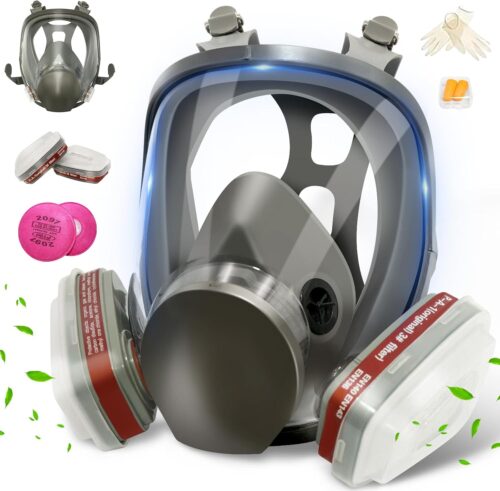 Full Face Respirator Gas Mask, Gas Masks Survival Nuclear and Chemical with Activated Carbon Filter