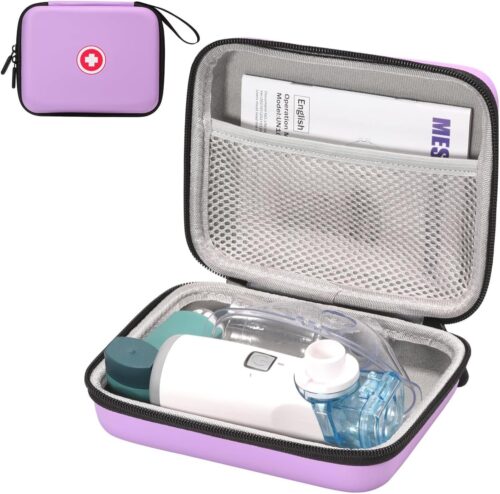 Carrying Case for Portable Nebulizer, Travel Medical Bag, Hard Emergency Medical Bag for Inhaler Spacer Case for Kids and Adults, Masks, Asthma Accessories Case for Medicin, MB02-P