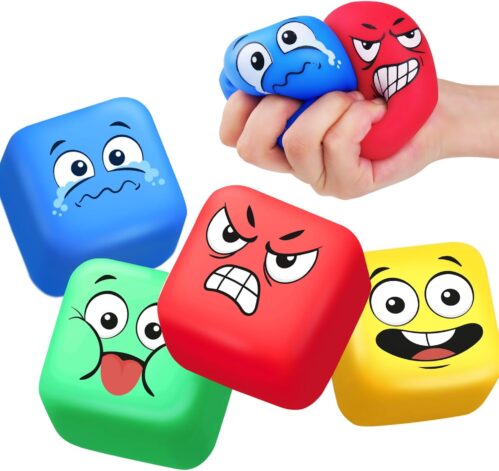 Stress Balls Fidget Toys for Kids: 4 Pack Squeeze Stress Cube for Anxiety Relief – Slow Rising Squishy Ball Sensory Fidget Toys for Kids Adults Autism, Classroom Prize Toys