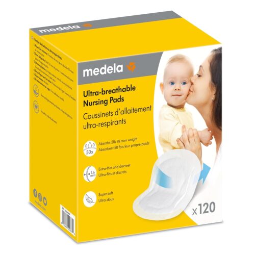 Medela Ultra-Breathable Disposable Nursing Pads 120 Count, New and Improved, Highly Absorbent, Breathable and Discreet for Comfortable Wear
