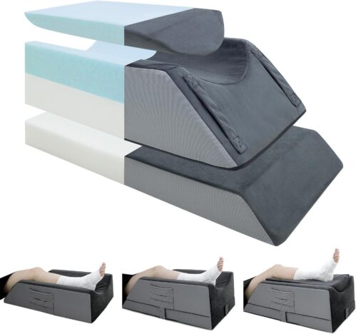 Leg Elevation Pillows for After Surgery,4-Height Adjustable Leg Elevating Pillow,Knee Surgery Recovery Equipment, Leg Pillow with Memory Foam,Knee Pillow,Removable/Washable Cover
