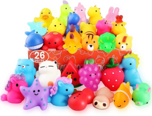 Squishies, 26 Pack Mochi Squishy Toys – Kawaii Cat Squishys Slow Rising Animals – Party Favors, Goodie Bag, Birthday Gifts, Mini Squishies Stress Reliever Toy Pack