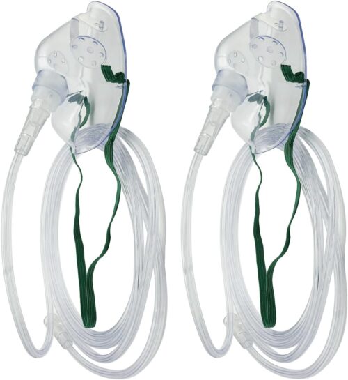 Oxygen Mask, Pediatrics Elongated Oxygen Mask with 7feet Length 6mm Oxygen Tube and Adjustable Elastic Strap, DEHP-Free and Latex-Free Materials 2 Pack (for Children)
