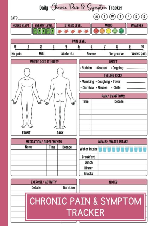 Chronic Pain & Symptom Tracker Journal: A 100-Day Guided Diary with Detailed Pain Assessment, Mood, and Medication Log for Long-term Illness Management