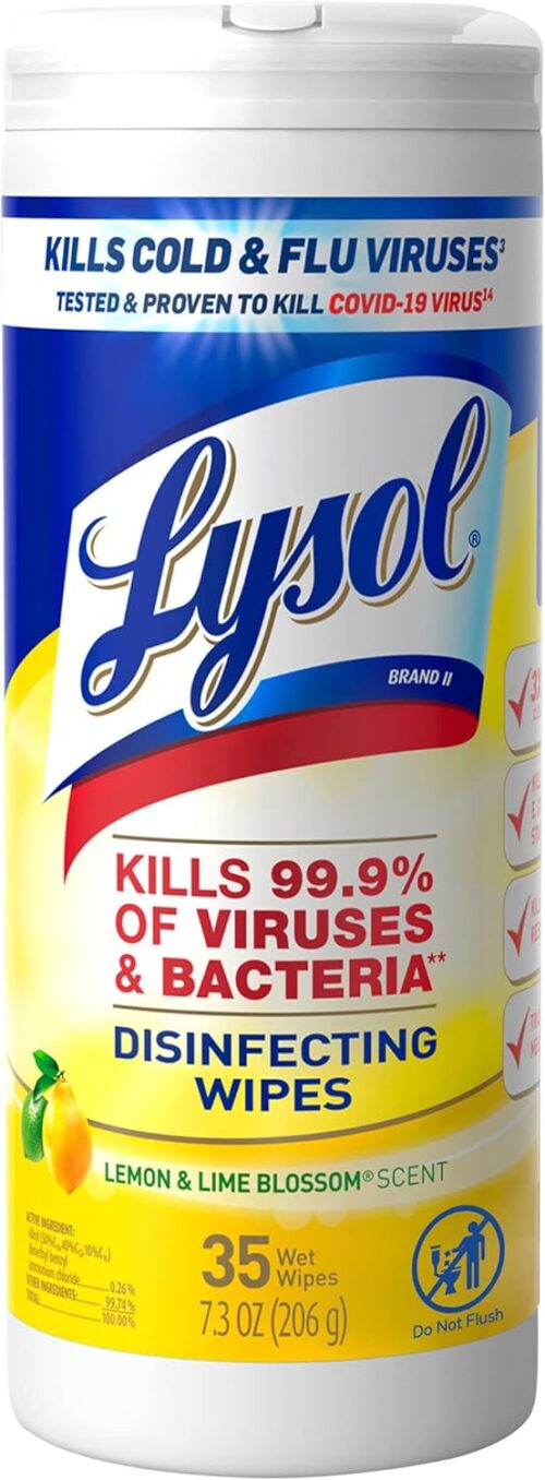 Lysol Disinfectant Wipes, For Disinfecting, Deodorizing, and Cleaning, Lemon & Lime Blossom, 35ct